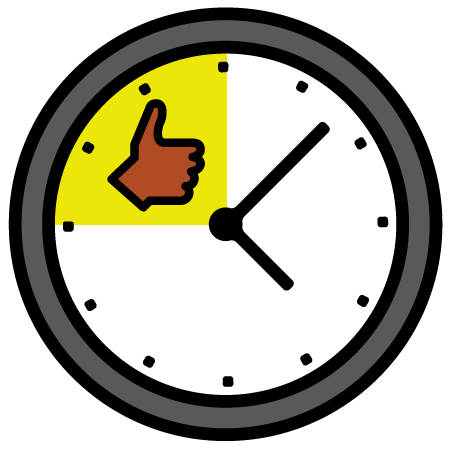 Clock thumbs up
